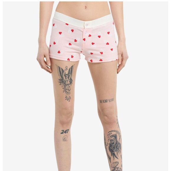 DIET COKE Pink Red Hearts Shorts Size Medium NEW NWT - Picture 2 of 4